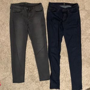 Two pairs of Just Black Brand Stretchy Jegging- gray and dark wash denim color